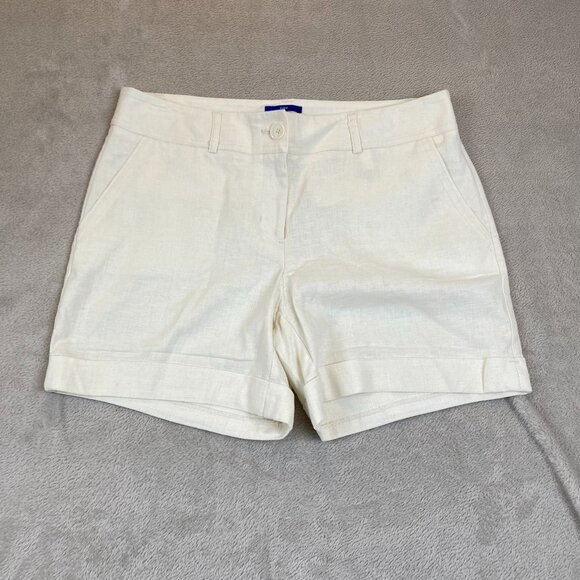 APT 9 Women's Torie Shorts Size 10 Beige Linen Blend Casual Summer Cuffed Pocket - Picture 8 of 9